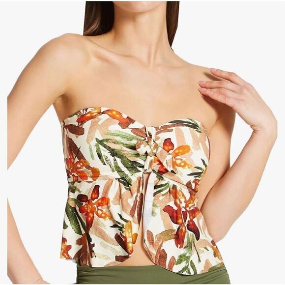Vince Camuto womens Seychelles Floral Tie Front Babydoll Tankini - Picture 1 of 5